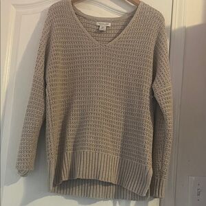 V-Neck Knit Sweater - Tan